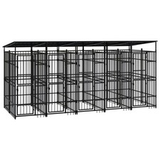Chenil cage enclos pac animaux d'extérieur avec toit pour chiens acier 9,22 m²