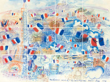 Raoul Dufy Paris pavoise et la tour Eiffel tower ceramic tile mural backsplash