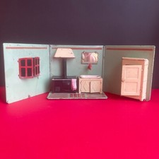 VINTAGE ANTIQUE TOY - SMALL KITCHEN DOLL FOLDING CANVAS PAINTED - INDUS STYLE