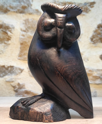 Sculpture bois design hibou - design,
