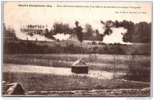 MILITARIA - 1914-1918 - obus allemand eclatant pres de troupes francaises