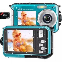 4K Underwater Camera 11FT Waterproof with 32GB Card 48MP Autofocus Dual-Screen..