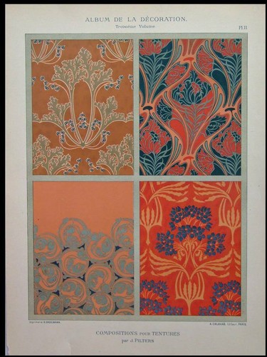 Tentures art nouveau fleurs - art,
