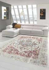 Tapis classique moderne avec Ornements Orientaux en crème rouge orange