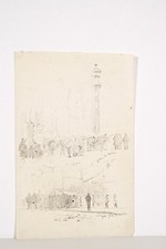 Jules PONCEAU Rare Drawing May 1, 1906 Strike Galerie des Machines Paris Squadron