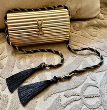 Vintage Iconic YVES ST LAURENT YSL Gold Plexiglass Minaudière Clutch Bag Rare