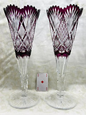 VAL SAINT LAMBERT VASE POKAL POKALE CRYSTAL DOUBLE WEDDING COLOR AA