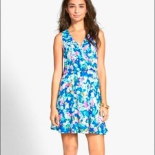 Lush 'Kylie' Skater Dress Bodice Swing Back Keyhole Womens Sz M Lined Faux Wrap