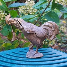 ANCIEN CENDRIER ZOOMORPHE COQ EN RÉGULE DORÉ 