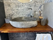 Countertop Natural Stone Sink 55x35 - Rustic Style for Bathroom - Grey
