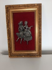 Ancien Cadre Velours Et Étain