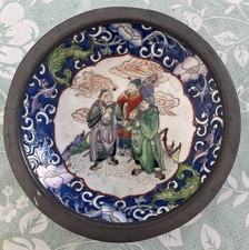 Vide poche Chinois Porcelaine, Etain Fait Main scène Traditionnelle Personnages