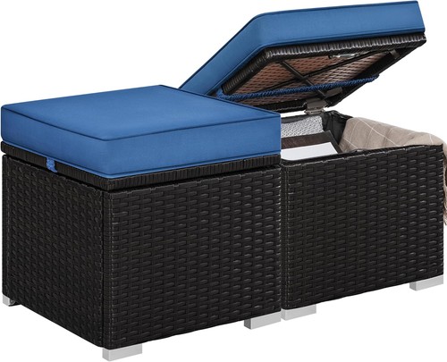 Wicker ottomans set 2 - wicker,