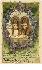 DOGS.n°25.DACHSHUND PUPPIES SURROUNDED BY A WREATH OF FLOWERS