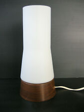 VINTAGE SCANDINAVIAN PHILIPS LOUIS KALFF 1960 GLASS & TEAK TABLE LAMP 60s