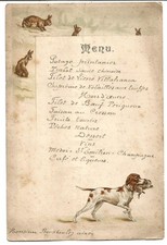 Bordeaux circa 1900. Rabbit Hunting Menu.1 Vertical Fold; See Photos.