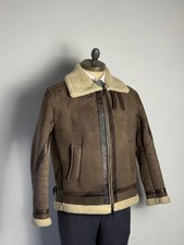 Montone Vintage Shearling Véritable Cuir Avirex B-3 Artisan Bomber Veste Homme