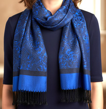 Echarpe pashmina Soie et Laine frange Etole châle foulard femme automne hiver 