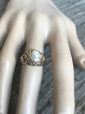 Vintage Style Designer 14K Yellow Gold Pearl Ring Sz 6.5, Nice 5 Grams