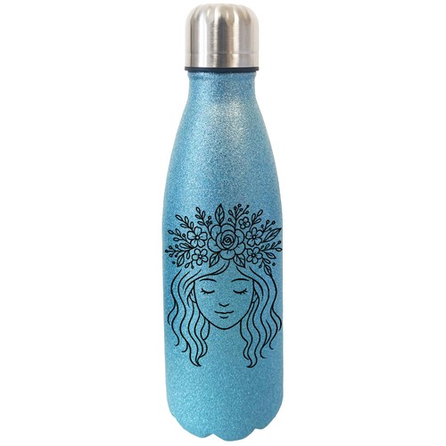 Bouteille bleue paillettes - bouteille,