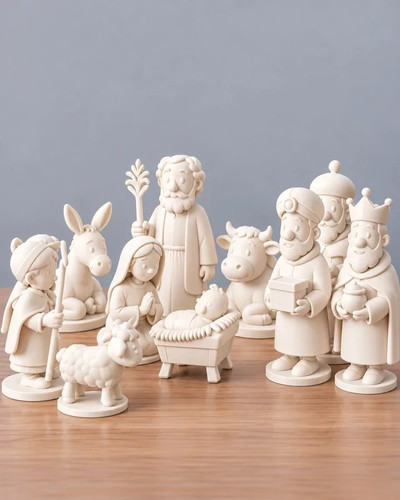 Crèche noël blanc - crèche,