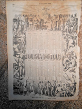 old 1856 antique calendar paper detached newspaper sheet for all