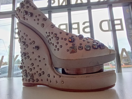 Genuine grey studded platform - grey,