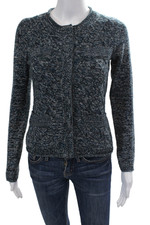 Comptoir Des Cotonniers Womens Wool Cable Knit Snap Closure Sweater Blue Size XS