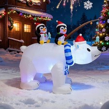 gonflable de Noël avec pingouins pour décoration de fête en extérieur