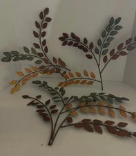 set of 3... METAL LEAVES... Wall Plaques green, yellow, orange red GoodCondition
