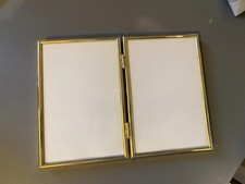 Ancien cadre vintage Rectangulaire métal doré double articulé laiton Vintage