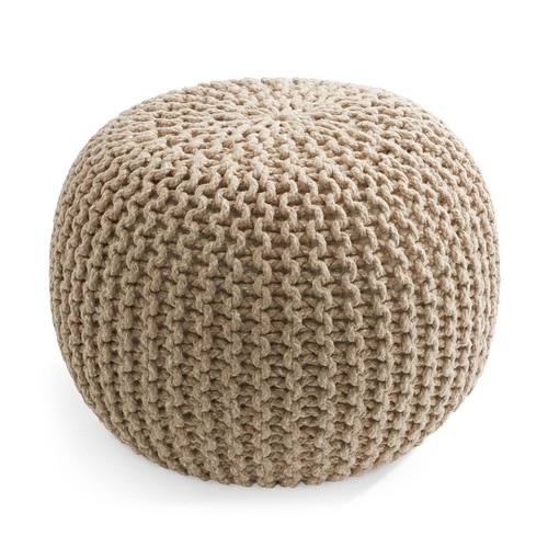 Round cotton pouf ottoman - round,