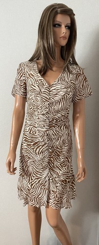 Robe écru marron zébré - robe,