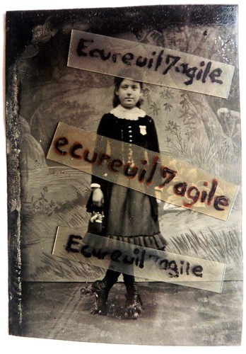 Ferrotype 1890 jeune fille - ferrotype,