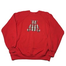 Vintage 90s Teddy Bear Sweatshirt Mens XL Red Pullover Art Hipster USA Made 80s