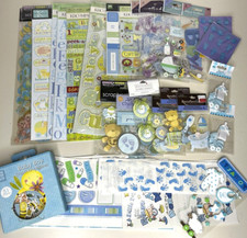 LOT of 23 NOS Sealed Scrapbooking Stickers and Accents Baby Boy Blue + Partials