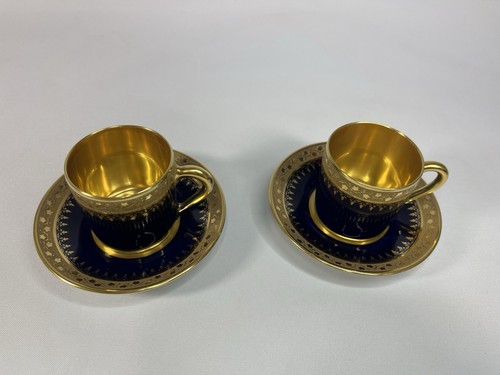 Paire tasses porcelaine bleu - paire,