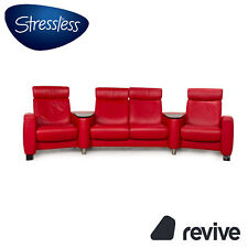 Stressless Arion Cuir Canapé Rouge Viersitzer Home Cinéma Fonction Relax Manuel