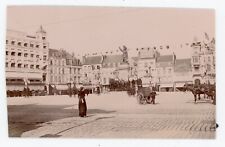 PHOTO CARD postcard, Dunkirk statue Jean Bart square store arm cart