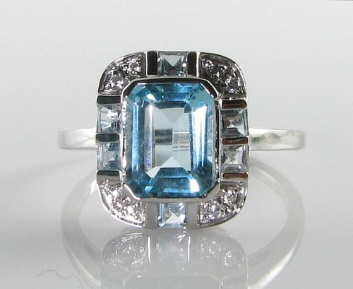 Bague art déco 9ct blanc - 9ct,