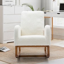 Chaise à Bascule Siège Fauteuil Salon Pieds en Bois Siège Chaise Velours.