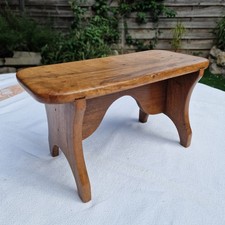 Antique walnut wood stool, footrest, small furniture bench decoration vintage 