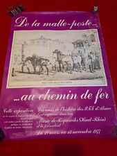 affiche ancienne PTT  De La Malle Poste Au Chemin De Fer TIMBRÉ  1977 