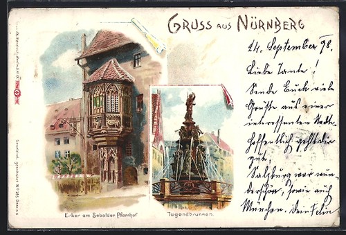 Lithographie nuremberg baie - nuremberg,,