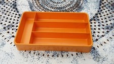 OLD ORANGE HARD PLASTIC CUTLERY RACK 1970 VINTAGE DECORATION
