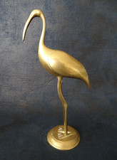 ancienne statuette Heron laiton dorée déco oiseau rétro vintage 70 ornithologie