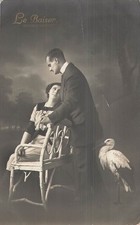 CP BLACK WHITE MUSTACHE WOMAN BENCH WOOD STORK - FOLDED - 64792