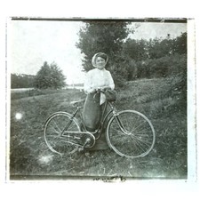 Rare early 20th century photo on glass plate bicycle old brand Dexter Lyon