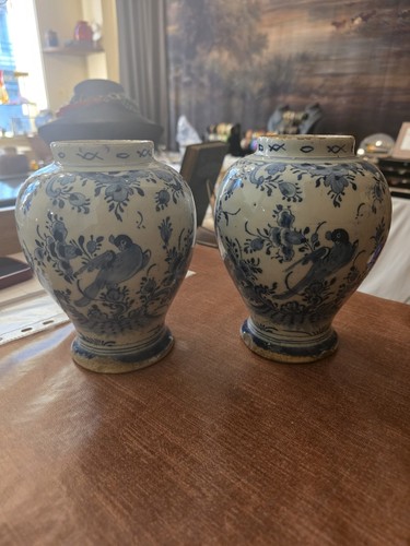 Paire pots faïence bleu - paire,
