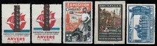 BELGIQUE Lot de Vignettes Expos Bruxelles, Anvers, Charleroi, Gand * ou (*)